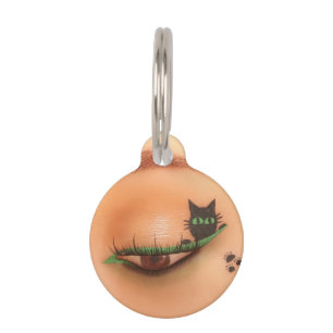 Placa Para Mascotas Gato negro espeluznante Halloween