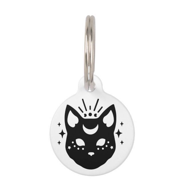 Placa Para Mascotas Gato negro místico (Anverso)