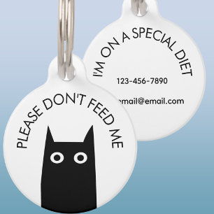 Placa Para Mascotas Gato negro no me alimenta de la medicina