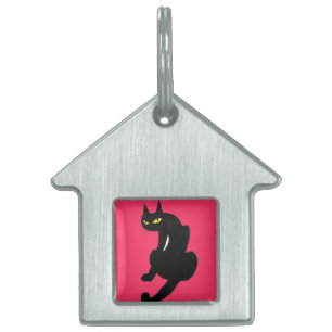 Placa Para Mascotas GATO NEGRO rosa