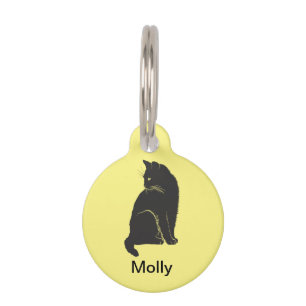 Placa Para Mascotas Gato Negro Sobre Amarillo