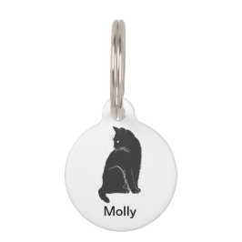 Placa Para Mascotas Gato Negro Sobre Blanco