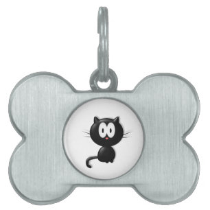 Placa Para Mascotas Gato negro sobre fondo blanco