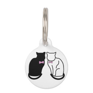 Placa Para Mascotas Gato negro y blanco