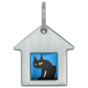 Placa Para Mascotas GATO NEGRO, zafiro azul