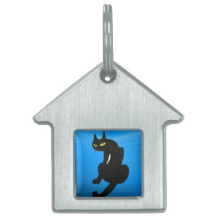 Placa Para Mascotas GATO NEGRO, zafiro azul