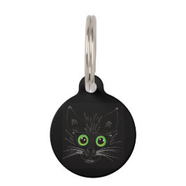 Placa Para Mascotas Gato Oído Verde Sonriente