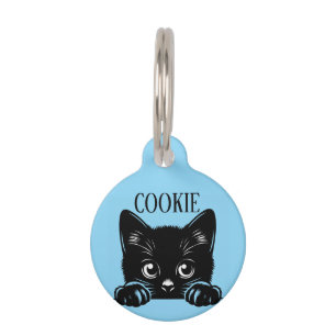 Placa Para Mascotas Gato Peeking Lindo Personalizado 