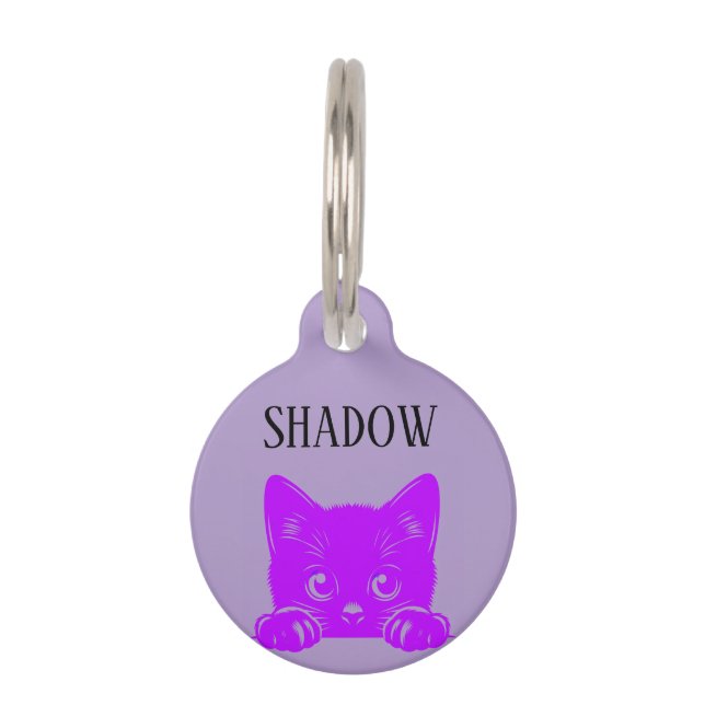 Placa Para Mascotas Gato Peeking Personalizado (Anverso)