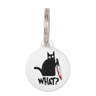 Placa Para Mascotas Gato Qué divertida camiseta de gato negro asesino