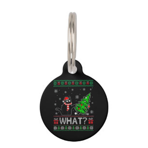 Placa Para Mascotas Gato qué gracioso gato negro que presiona el árbol