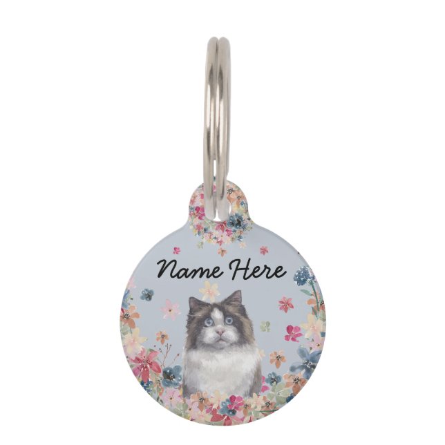 Placa Para Mascotas Gato Ragdoll Kitten Blue Eyes (Anverso)