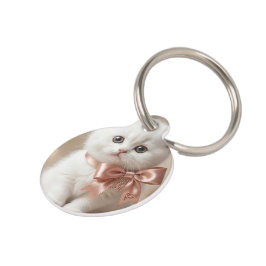 Placa Para Mascotas Gato Real: Elegante Gatito Blanco