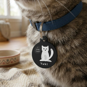 Placa Para Mascotas Gato Sassy Divertido "Lo Vi" Etiqueta de Identific