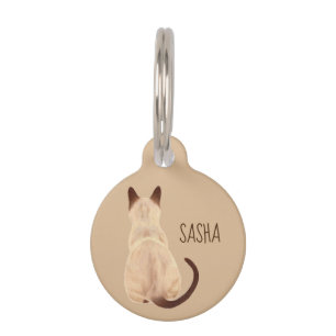 Placa Para Mascotas Gato siamés de Sasha que sienta personalizado