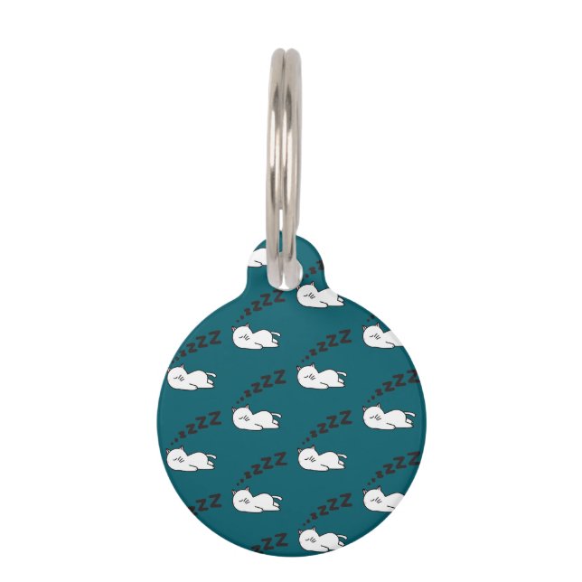 Placa Para Mascotas Gato somnoliento (Anverso)