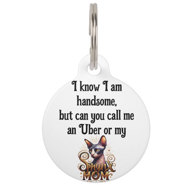 Placa Para Mascotas Gato Sphynx Guapo (Anverso)