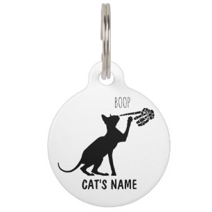 Placa Para Mascotas Gato Sphynx Personalizado Esqueleto de Mano Boop d