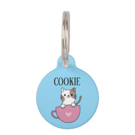 Placa Para Mascotas Gato Taza Personalizado 