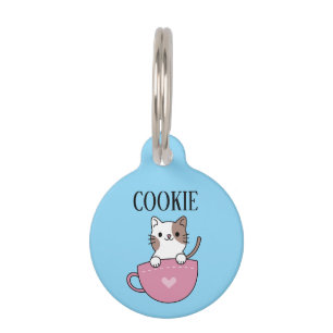 Placa Para Mascotas Gato Taza Personalizado