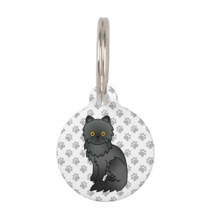 Placa Para Mascotas Gato y Mascota persa adorable Personalizado negro