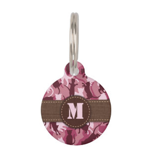 Placa Para Mascotas Gatos Camuflaje Rosa