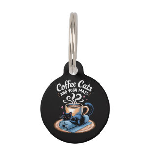 Placa Para Mascotas Gatos de Café y Alfombras de Yoga Yoga de Gato Div