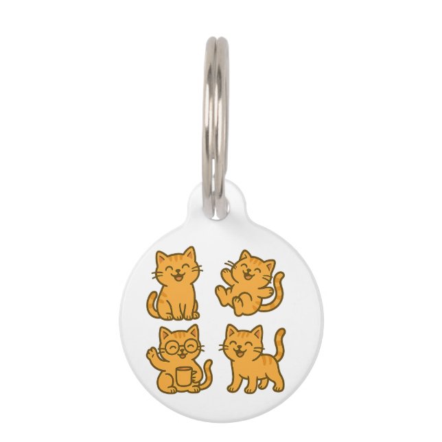 Placa Para Mascotas Gatos Felices – Colección de Alegres Dibujos Anima (Anverso)