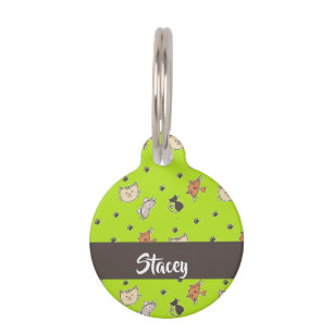 Placa Para Mascotas Gatos lindos sobre verde