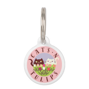 Placa Para Mascotas Gatos N Tulipanes Floral Cute Gracioso Primavera R