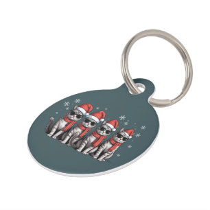Placa Para Mascotas Gatos Navidad Gato Mamá Fiesta Xmas Santa