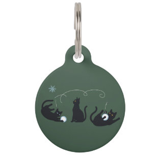 Placa Para Mascotas Gatos Negros Invierno Lindo Navidad Invierno 