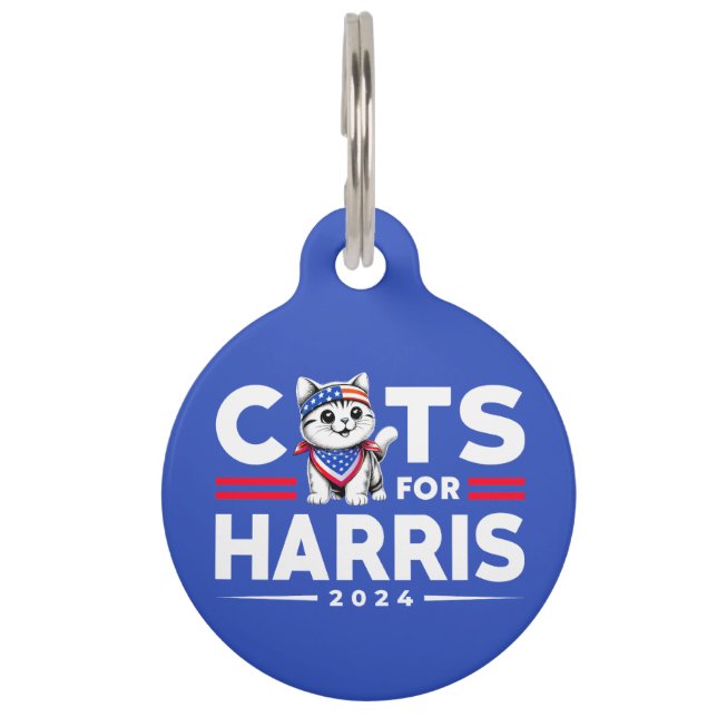Placa Para Mascotas Gatos para las elecciones Harris 2024 (Anverso)