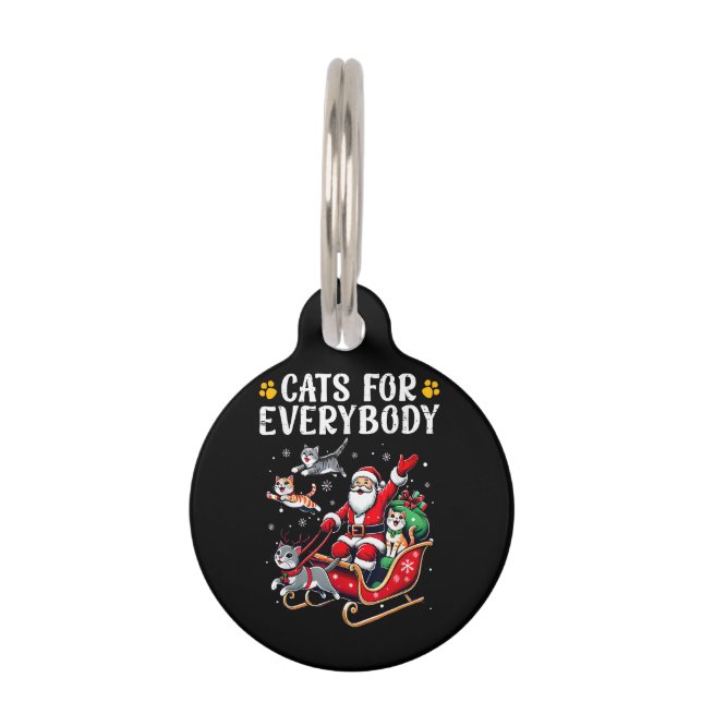 Placa Para Mascotas Gatos Para Todos Navidades Gato Gracioso (Anverso)