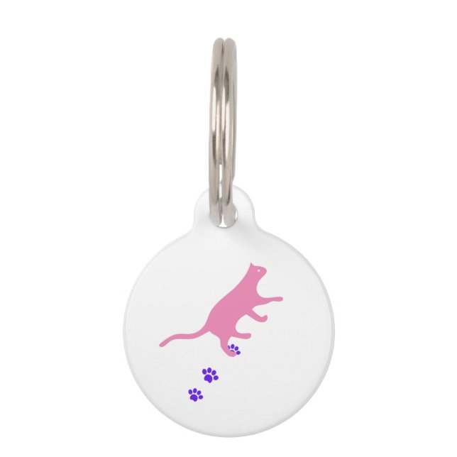Placa Para Mascotas  Gatos rosas con garras púrpuras mascota. (Anverso)