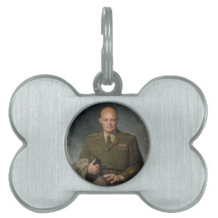 Placa Para Mascotas General Dwight Eisenhower Retrato pintado de 5 est