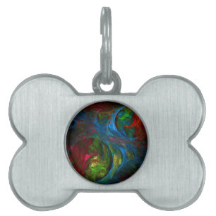 Placa Para Mascotas Génesis Arte abstracto azul