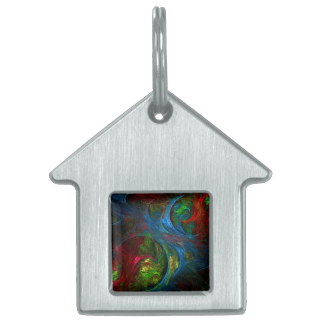 Placa Para Mascotas Génesis Blue Abstract Art House (Frente)