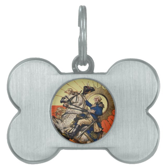 Placa Para Mascotas George Washington a caballo (Frente)