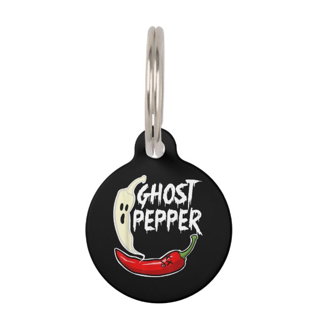 Placa Para Mascotas Ghost Pepper Funny Spicny Hot Halloween Ghost Pepp (Anverso)