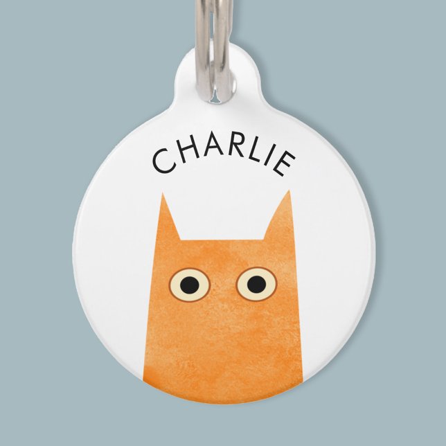 Placa Para Mascotas Ginger Cat naranja (Fun Orange Ginger Cat personalized name and details cat pet tag)