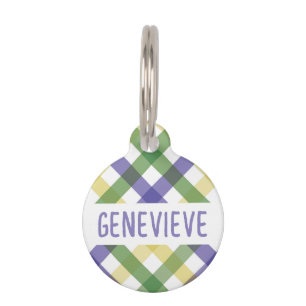 Placa Para Mascotas Gingham Mardi Gras
