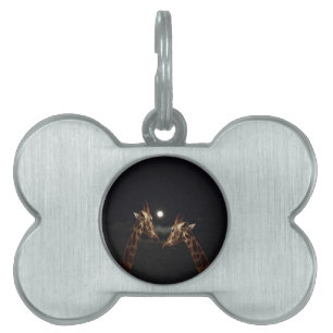 Placa Para Mascotas Giraffe Love In The Moonlight,