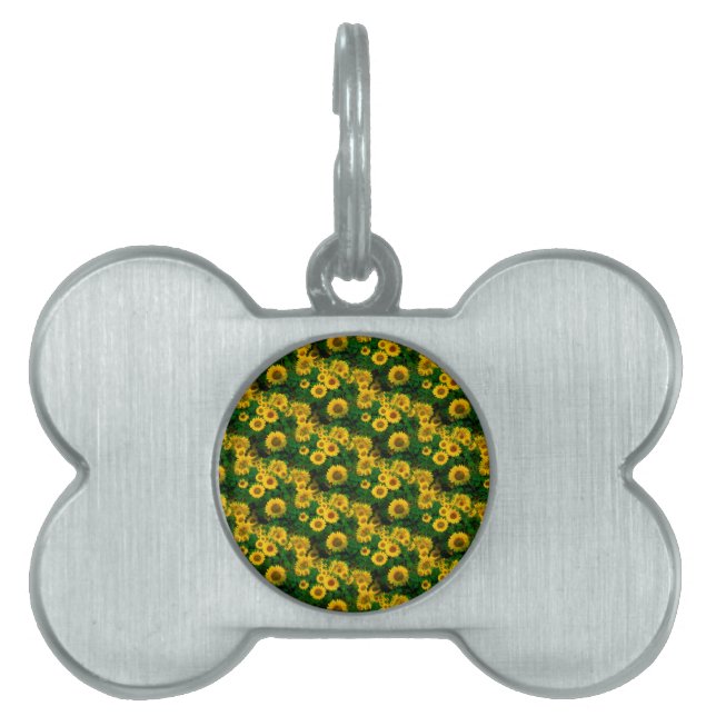 Placa Para Mascotas girasoles amarillos (Frente)