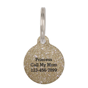 Placa Para Mascotas Glamour dorado Glitz Bokeh ilumina purpurina de or