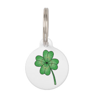 Placa Para Mascotas Glitter Four Leaf Clover
