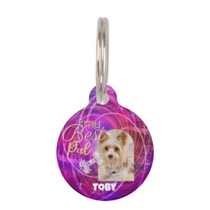 Placa Para Mascotas Glittering Mascota Dog Photo Mangenta