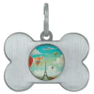 Placa Para Mascotas Globos vintage de PixDezines/eiffel/parís