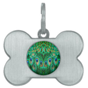 Placa Para Mascotas Gloriosas plumas de pavo real