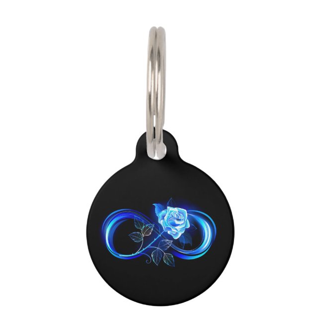 Placa Para Mascotas Glowing infinity with blue rose (Anverso)